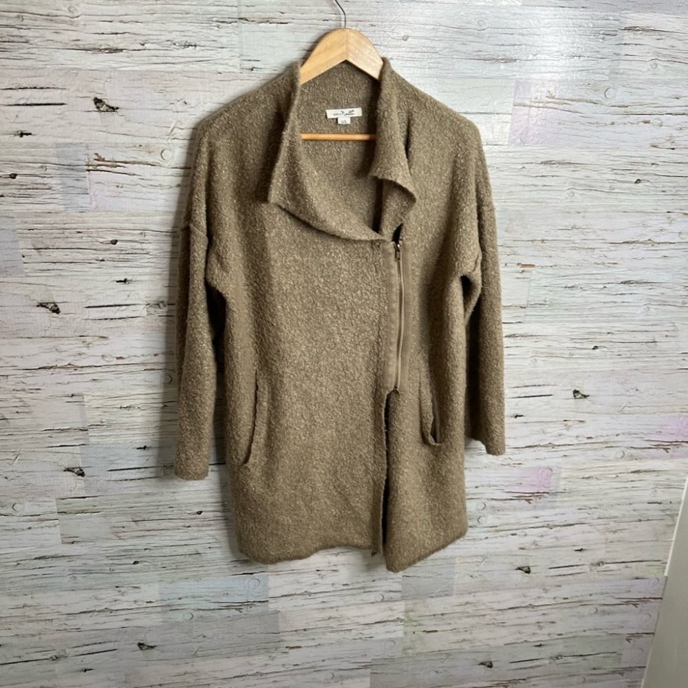Simply noelle brown sweater zip up  size large